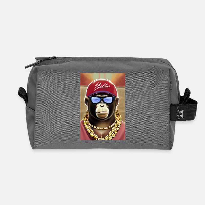 Cooler Affe mit Sonnenbrille - Recycelte Kulturtasche - Anthrazit