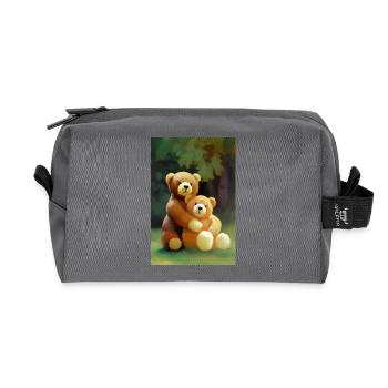 Teddy bear - Recycled Toiletry Zip Bag - anthracite - Front
