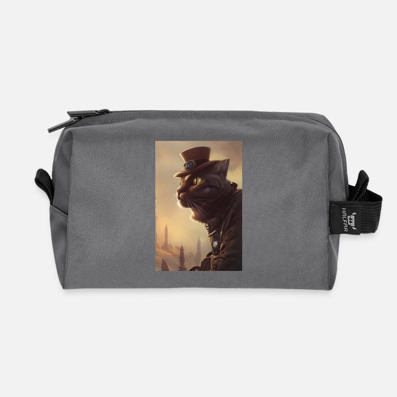 Mr cat - Recycled Toiletry Zip Bag - anthracite