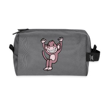 Mignon singe qui rit - Trousse de toilette en tissu recyclé - anthracite - Devant