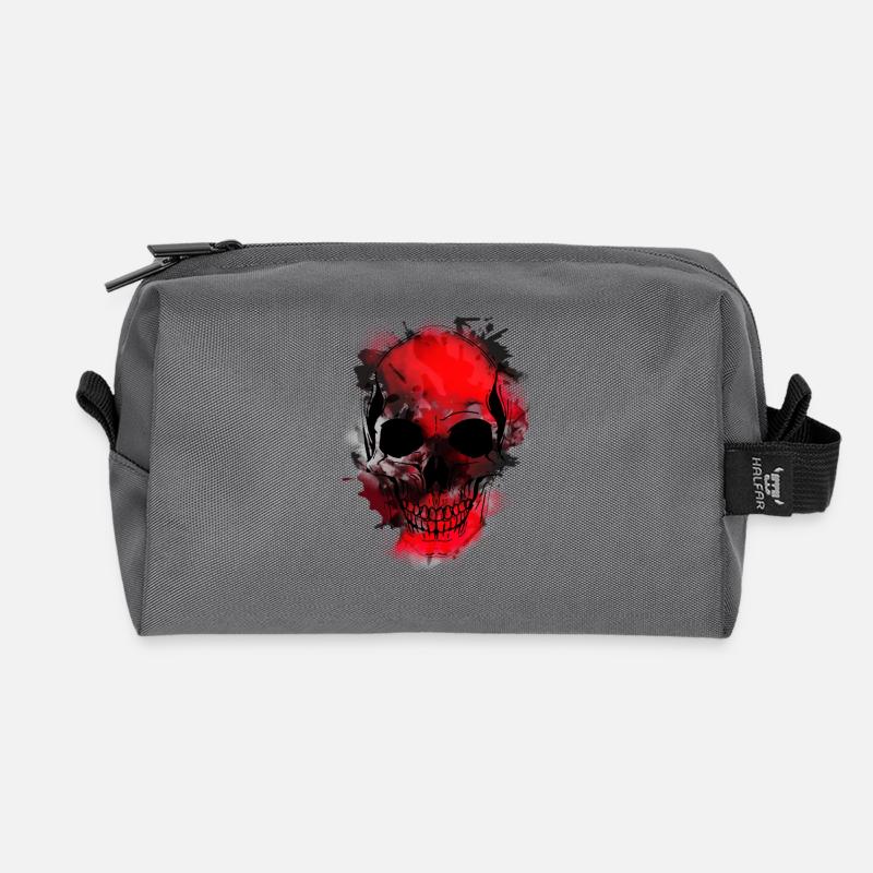 Rotes Schädel-Splash Artwork - Recycelte Kulturtasche - Anthrazit
