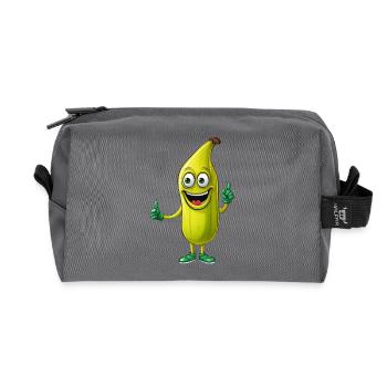 Kawaii Banana Man: Amusement des fruits sucrés - Trousse de toilette en tissu recyclé - anthracite - Devant