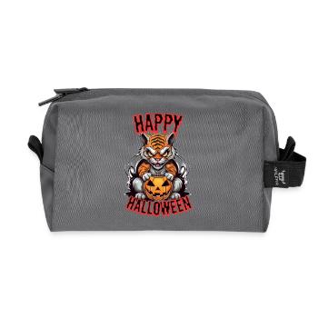 Grim Halloween hangover with pumpkin - Recycled Toiletry Zip Bag - anthracite - Front