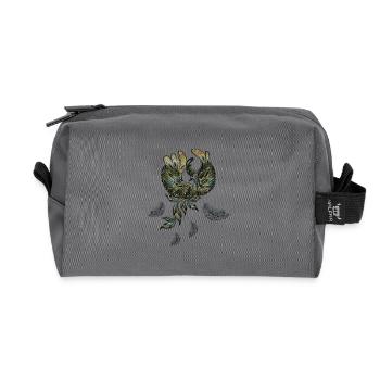 Elegant peacock in green colors. - Recycled Toiletry Zip Bag - anthracite - Front