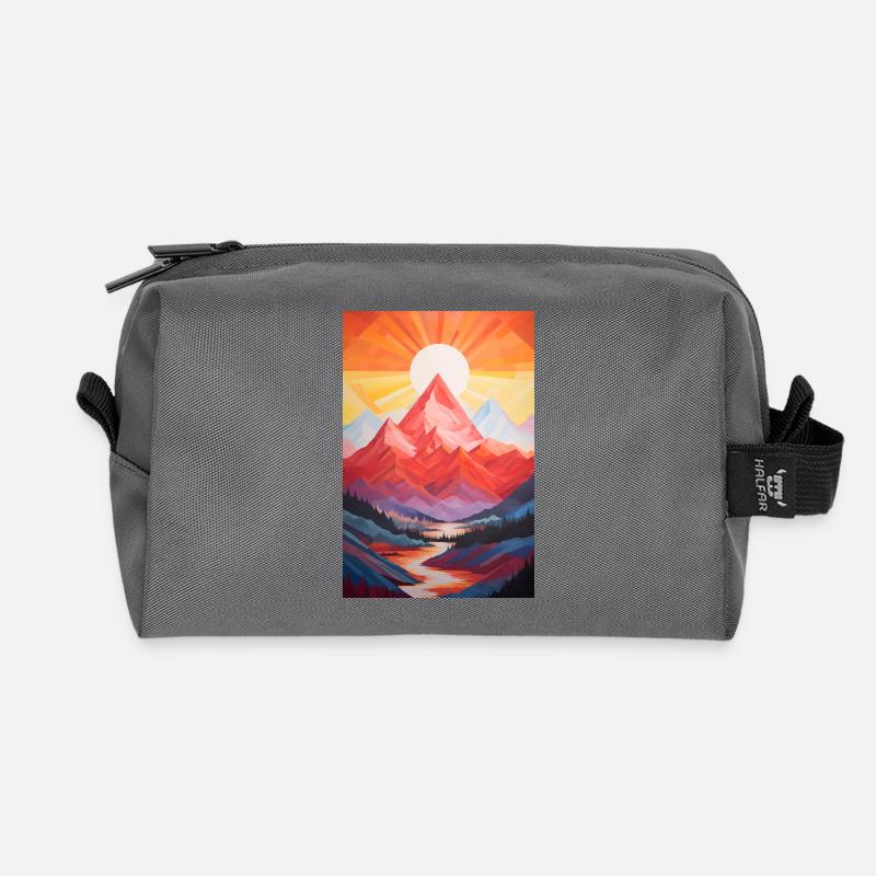Berglandschaft mit Sonnenuntergang - Recycelte Kulturtasche - Anthrazit