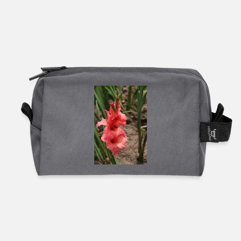 Gladiole – Stärke in Blüte - Recycelte Kulturtasche - Anthrazit