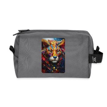 Lion Pop Art - Trousse de toilette en tissu recyclé - anthracite - Devant
