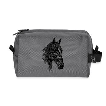 Rassiges Pferde Porträt Tattoo Style - Recycelte Kulturtasche - Anthrazit - Vorne