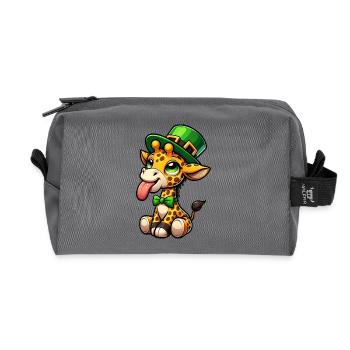 Dessin animé girafe de la Saint-Patrick - Trousse de toilette en tissu recyclé - anthracite - Devant