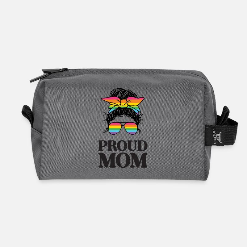 Proud Mom - Recycled Toiletry Zip Bag - anthracite