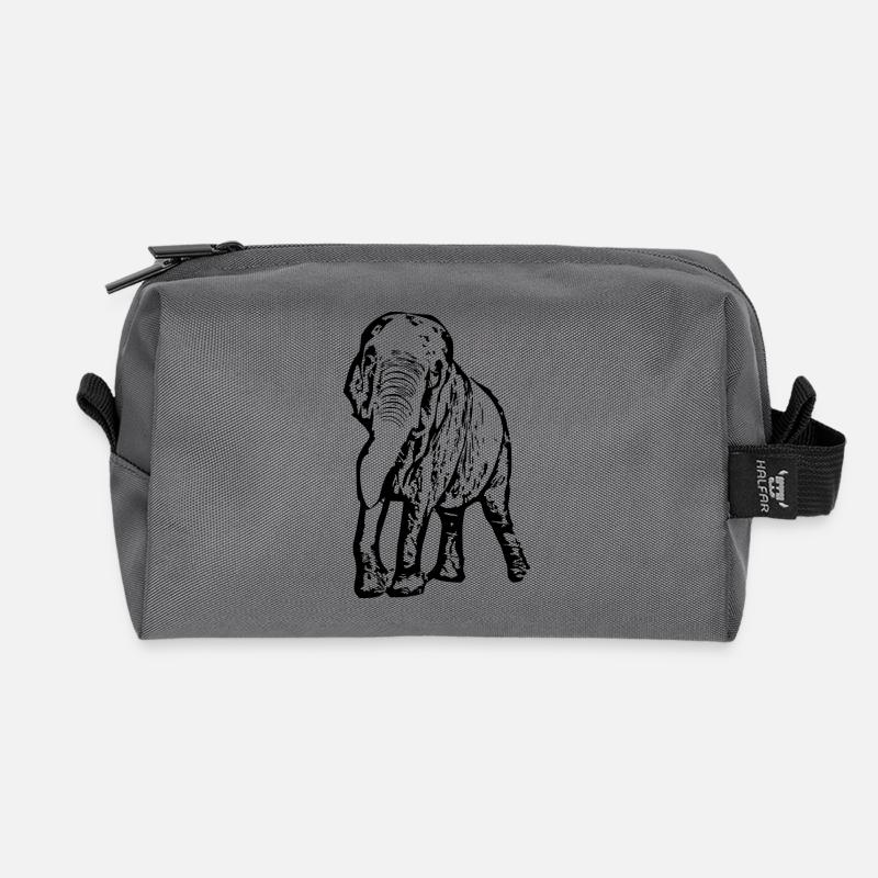 Elefant schwarz - Recycelte Kulturtasche - Anthrazit