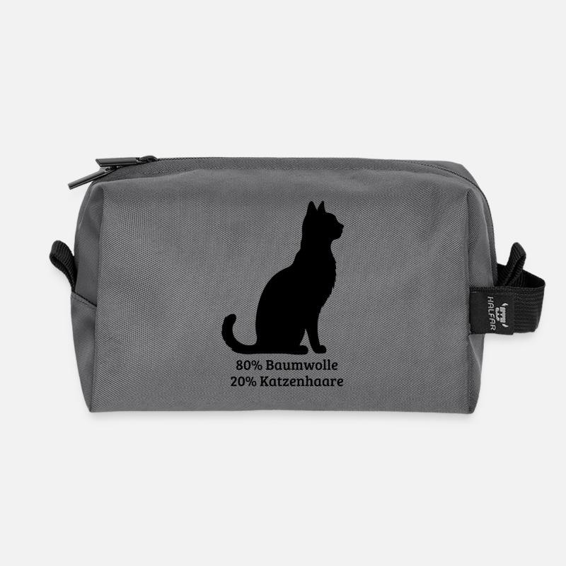 Schwarze Katze - 80 % Baumwolle 20 % Katzenhaare - Recycelte Kulturtasche - Anthrazit