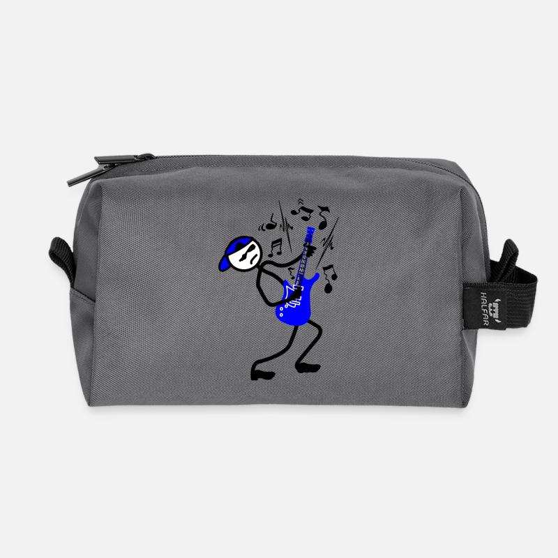 Wild Rock Gitarrist mit Mütze Strichmännchen - Recycelte Kulturtasche - Anthrazit