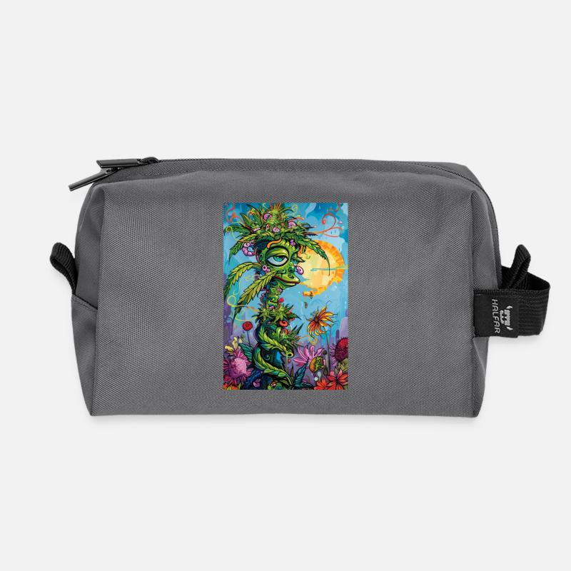 Pflanzengeist im Sonnenkleid - Recycelte Kulturtasche - Anthrazit
