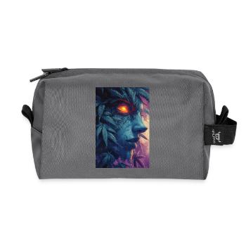 Leaf Face with Fire Eye - Recycled Toiletry Zip Bag - anthracite - Front