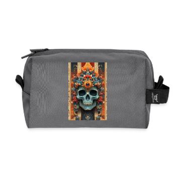 Flower Crown Skull with Third Eye - Recycled Toiletry Zip Bag - anthracite - Front