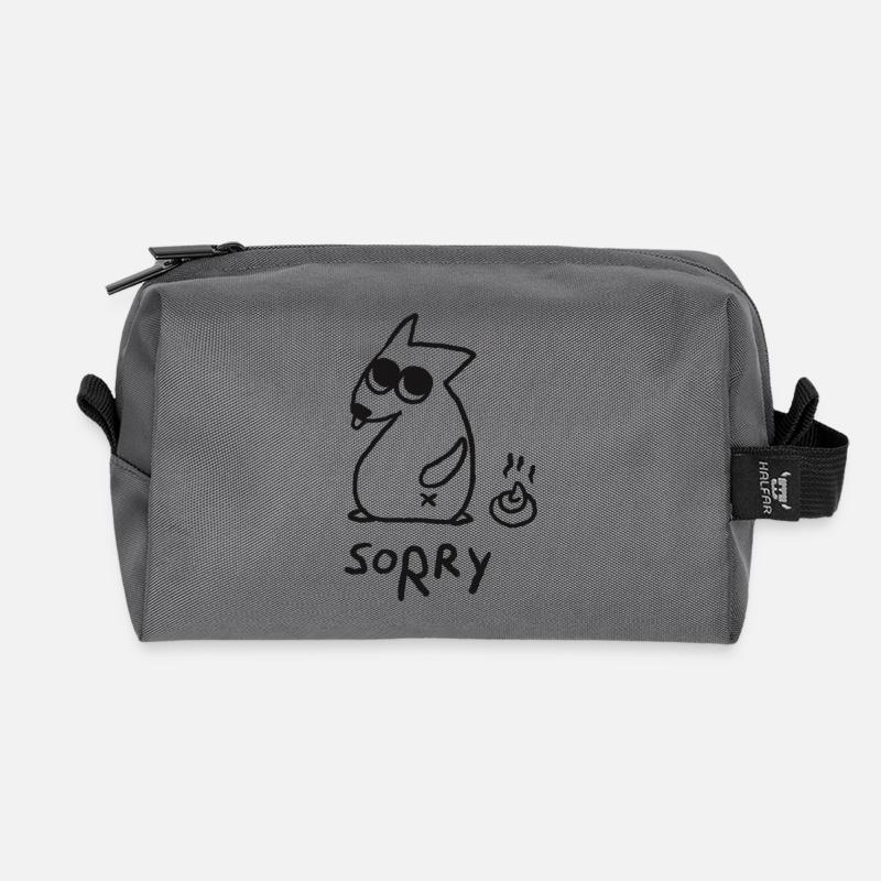 Oops… Sorry! Skizzenhafter Hund Humor - Recycelte Kulturtasche - Anthrazit