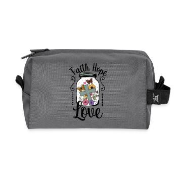 Foi, Espérance, Amour - Trousse de toilette en tissu recyclé - anthracite - Devant