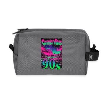 Cosmic Vibes 90s Retro Neon - Recycelte Kulturtasche - Anthrazit - Vorne