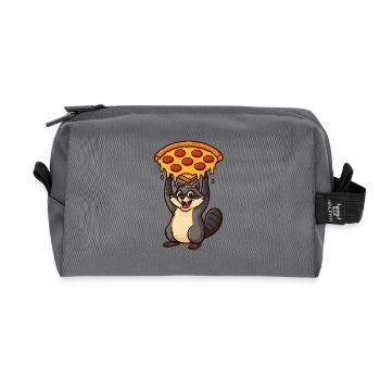 raton laveur transportant une pizza - Trousse de toilette en tissu recyclé - anthracite - Devant