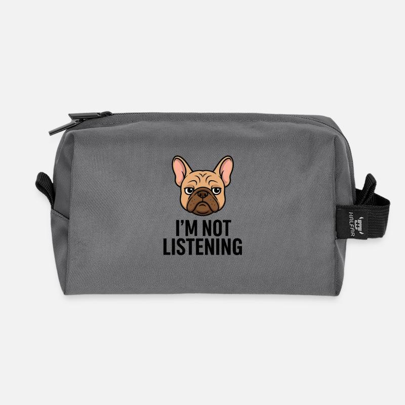 TinyPaws Fun Logo Im not Listening - Recycelte Kulturtasche - Anthrazit