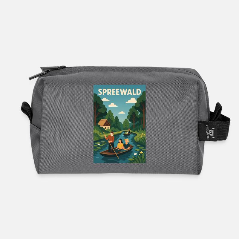 Spreewald Bootfahrt im Grünen - Recycelte Kulturtasche - Anthrazit