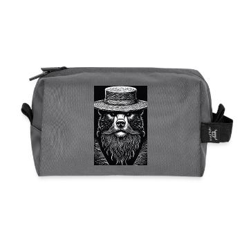 The Silent Grizzly - Recycled Toiletry Zip Bag - anthracite - Front