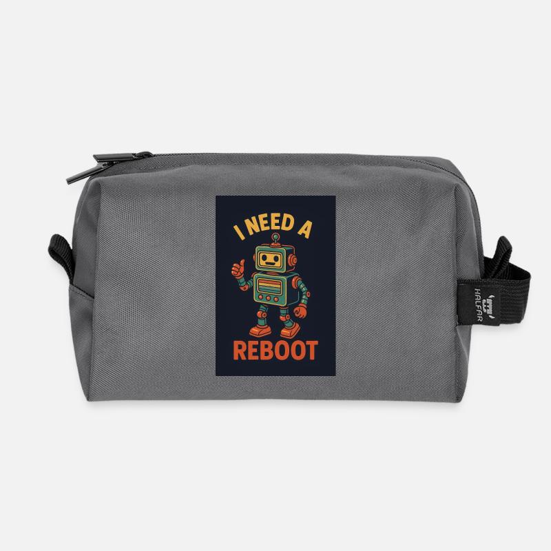 Reboot retro AI robot - Recycled Toiletry Zip Bag - anthracite
