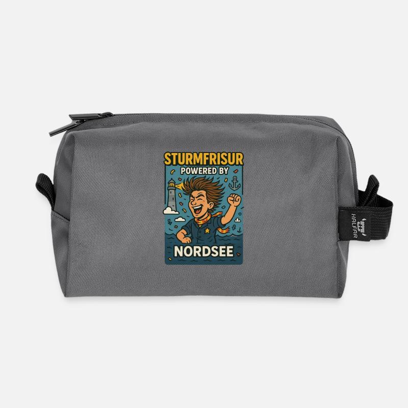 Sturmfrisur powered by Nordsee - Recycelte Kulturtasche - Anthrazit