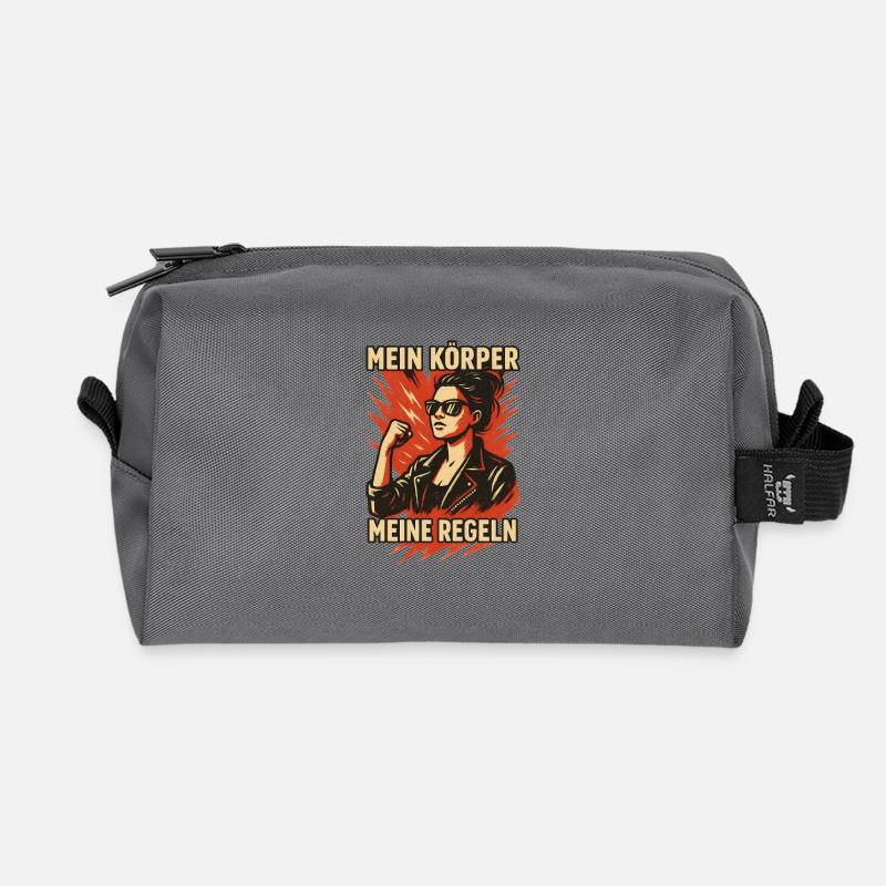 Mein Körper, meine Regeln. - Recycelte Kulturtasche - Anthrazit