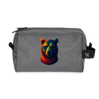 WPAP Stil Tiere - Grizzlybär Porträt - Recycelte Kulturtasche - Anthrazit - Vorne