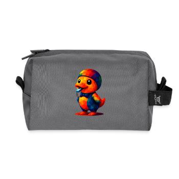 WPAP Polygon Kawaii Animals Style Baby Duck Trainer - Recycled Toiletry Zip Bag - anthracite - Front
