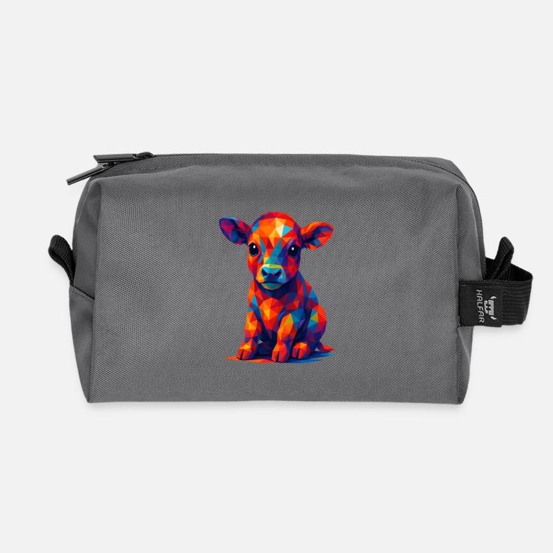 WPAP Polygon Kawaii Stil Tiere Baby Kälbchen Kuh - Recycelte Kulturtasche - Anthrazit