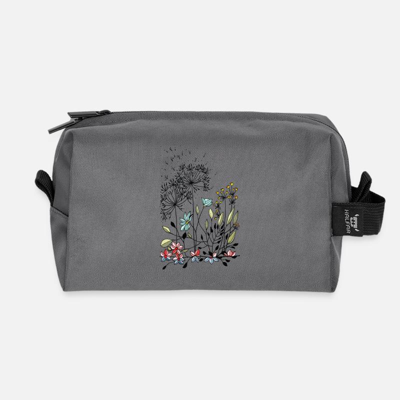 Blumen - Recycelte Kulturtasche - Anthrazit