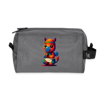 WPAP Polygon Kawaii Stil Tiere Baby Alpaka Yoga - Recycelte Kulturtasche - Anthrazit - Vorne