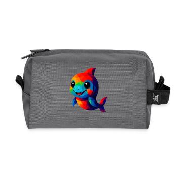 WPAP Polygon Kawaii Stil Tiere Baby Hai - Recycelte Kulturtasche - Anthrazit - Vorne