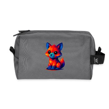 WPAP Polygon Kawaii Style Baby Fox - Recycled Toiletry Zip Bag - anthracite - Front