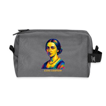 WPAP Polygon Portrait Clara Schumann Composer - Recycled Toiletry Zip Bag - anthracite - Front