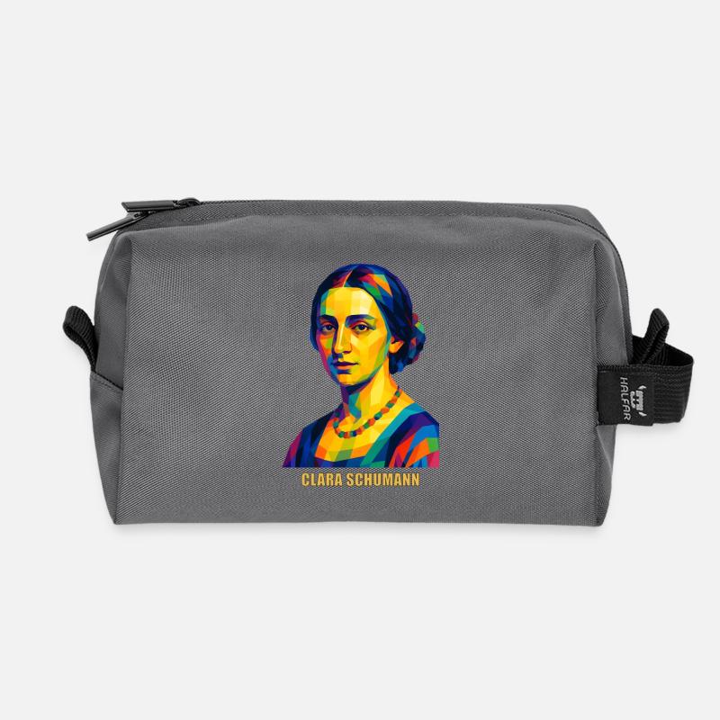 WPAP Polygon Portrait Clara Schumann Komponistin - Recycelte Kulturtasche - Anthrazit