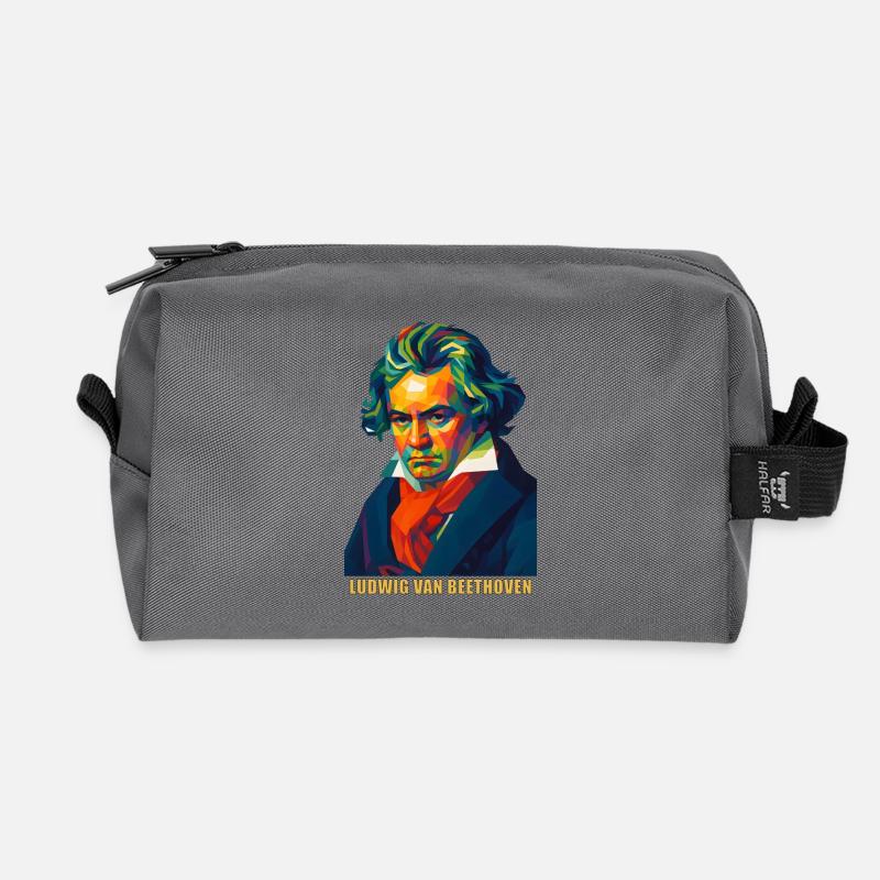 WPAP Polygon Portrait Ludwig van Beethoven - Recycled Toiletry Zip Bag - anthracite