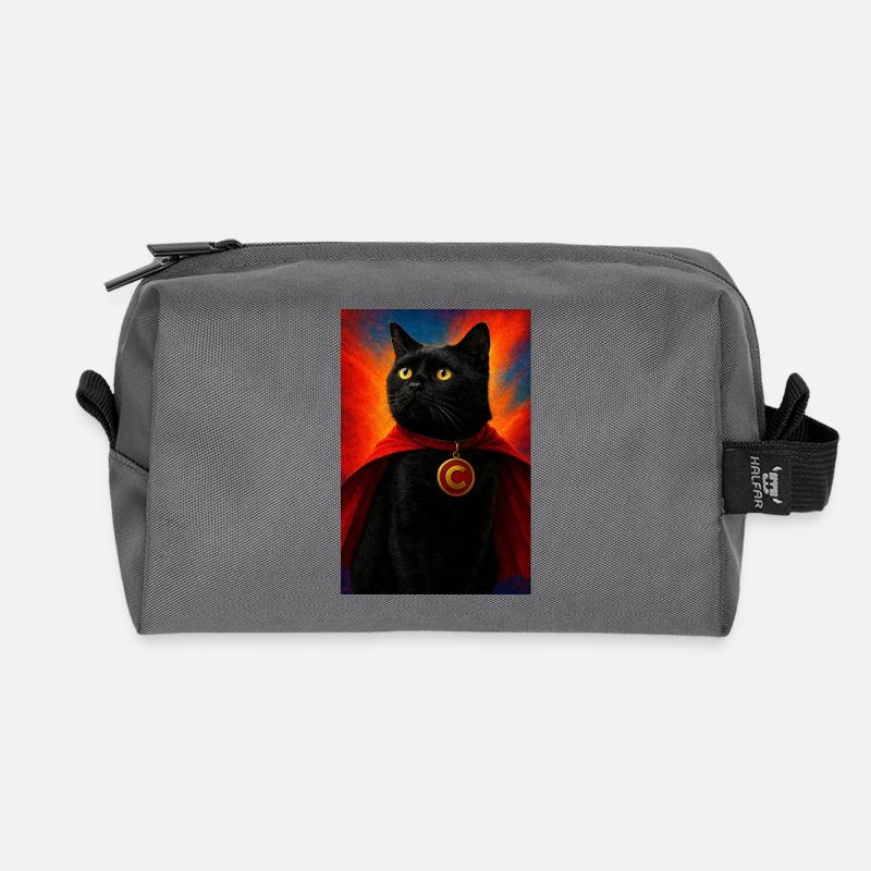 Superhelden-Cat mit Goldmedaillon - Recycelte Kulturtasche - Anthrazit