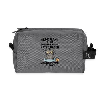 Katze Baden Waschen Kater - Recycelte Kulturtasche - Anthrazit - Vorne
