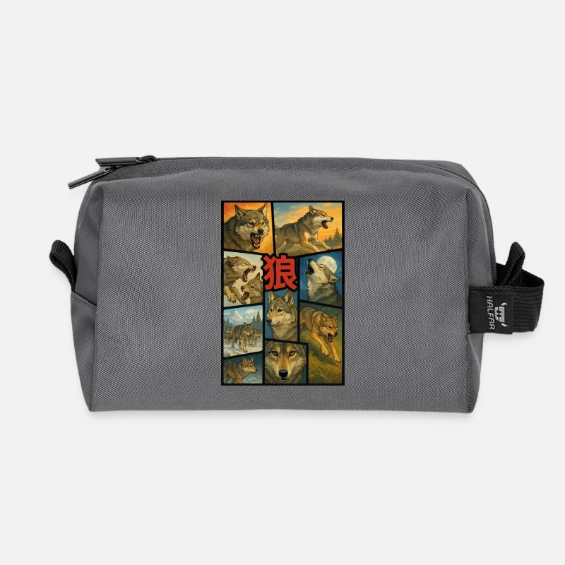 Okami-Wolf - Recycelte Kulturtasche - Anthrazit