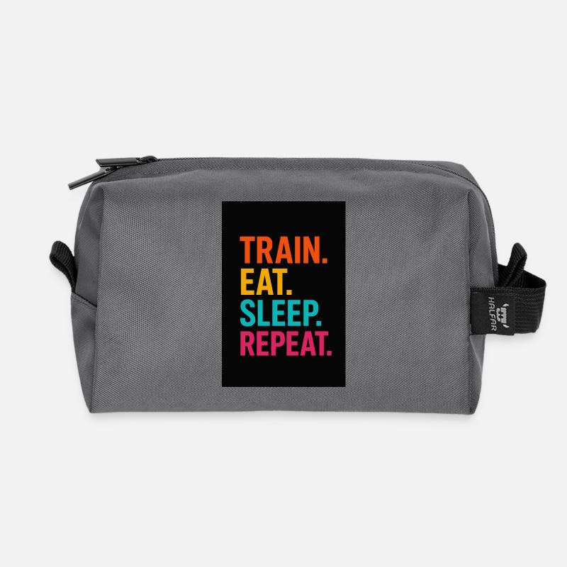 Motivierender Sport-Workflow Schriftzug - Recycelte Kulturtasche - Anthrazit