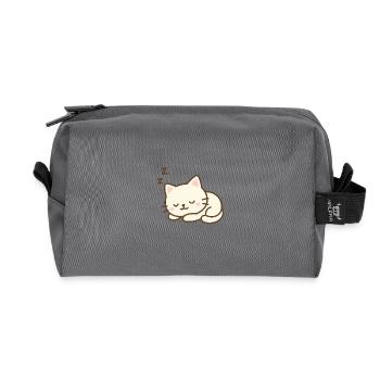 Sleepy Cat  - Recycled Toiletry Zip Bag - anthracite - Front