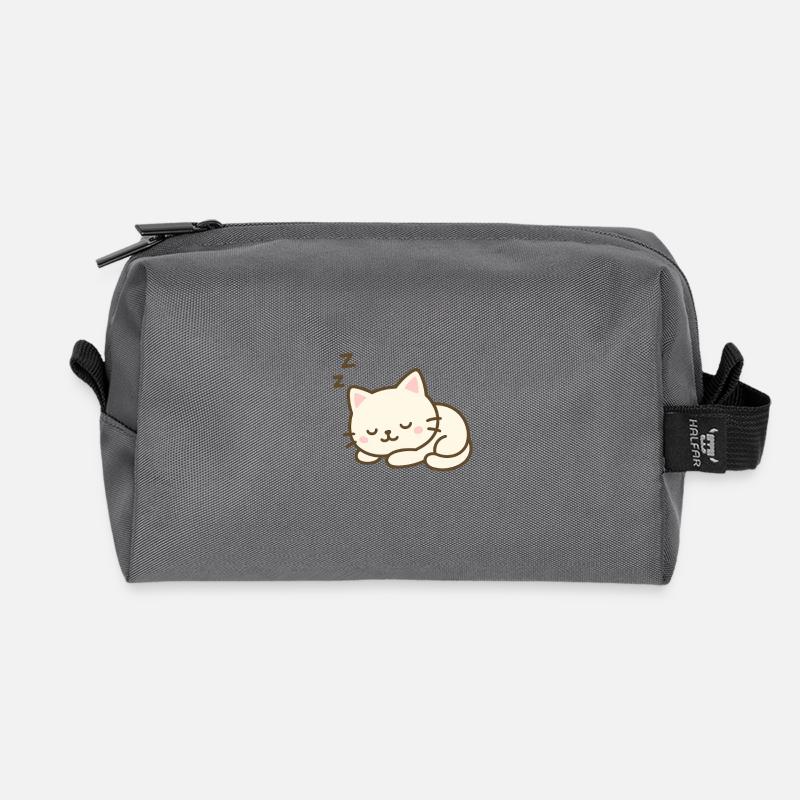 Schläfrige Katze - Recycelte Kulturtasche - Anthrazit