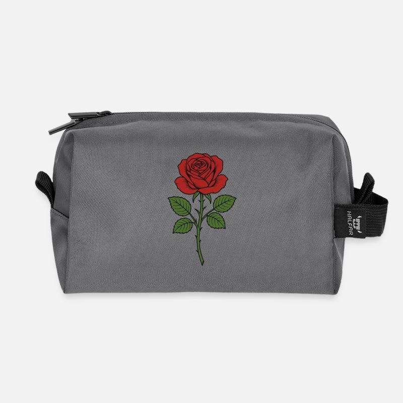Erchianische Rose mit grünen Blättern - Recycelte Kulturtasche - Anthrazit