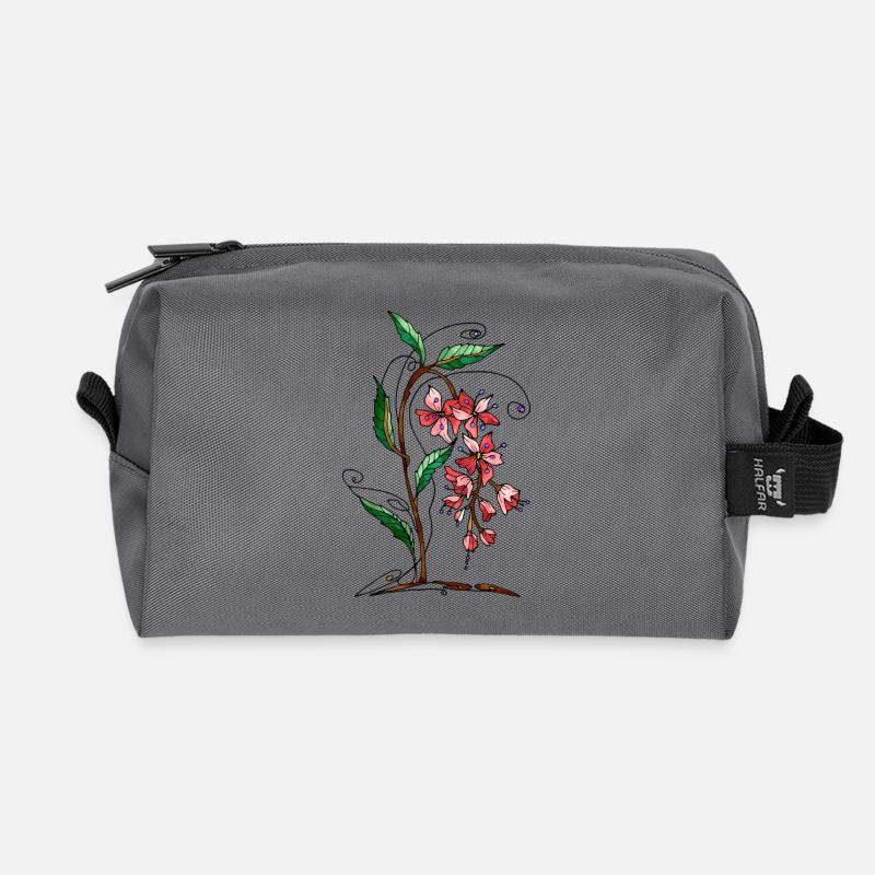 Blumen - Recycelte Kulturtasche - Anthrazit