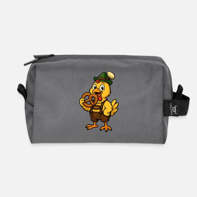 Hühnchen in der Lederhose - Recycelte Kulturtasche - Anthrazit