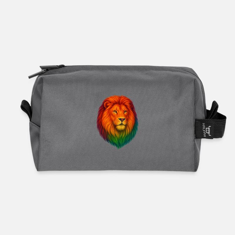 Regenbogenlöwe Porträt - Recycelte Kulturtasche - Anthrazit